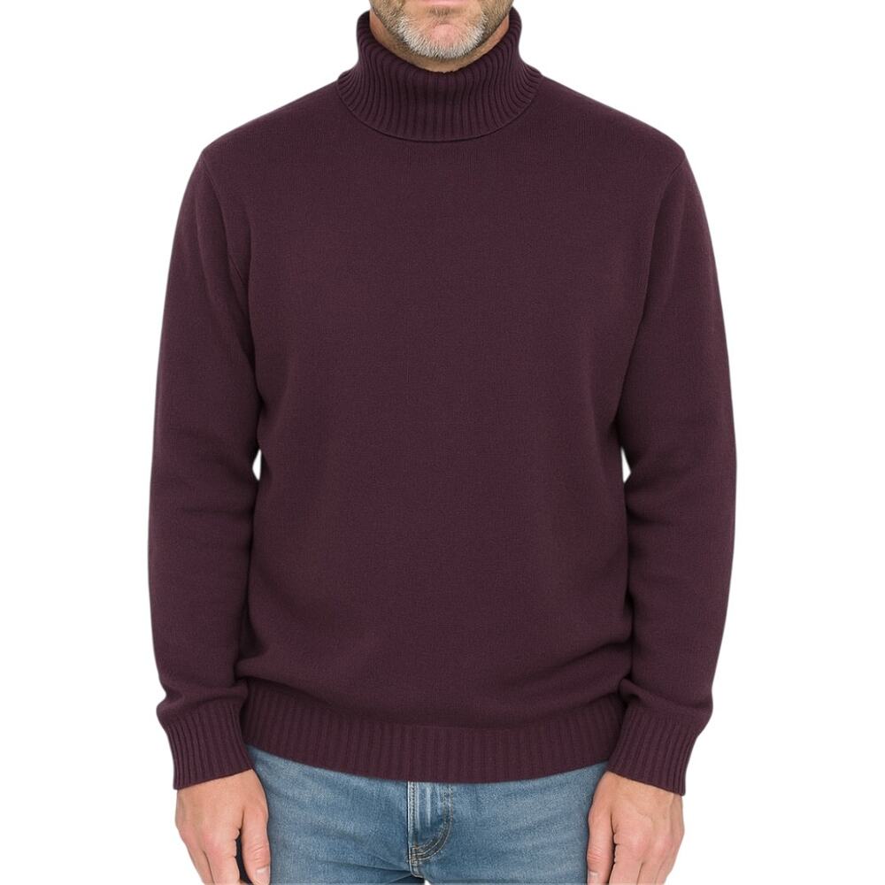 Malo Sweater Knitted Long Sleeve Turtle Neck Patched Elbow Pullover Purple 3X